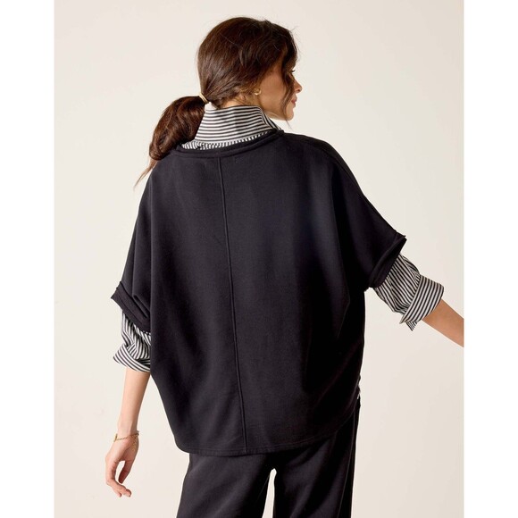 Voyageur By Mersea Frenchie Raw Edge V-Neck Sweatshirt Top Oversized OS 283409 - Picture 4 of 9